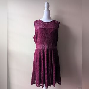 Lulu's Women's Red Wine Lace Mini Dress